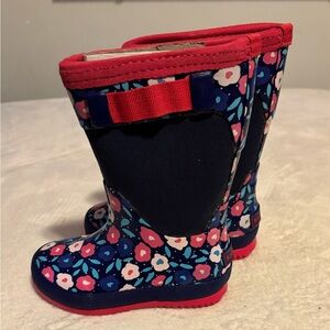 Northside Navy and Red Kids Floral Rain Boots